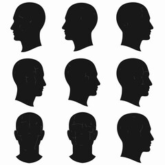 Human head silhouette in multiple angle