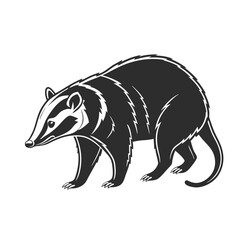 High-Contrast Black and White Badger Vector Illustration - Detailed Wildlife Animal Graphic for Nature and Outdoor Designs
