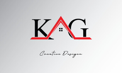 KG Letter House Logo – Creative Real Estate Monogram Design with Roof Shape & Home Symbol for Architecture, Property & Modern Branding Identity