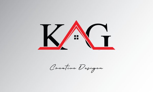 KG Letter House Logo – Creative Real Estate Monogram Design with Roof Shape & Home Symbol for Architecture, Property & Modern Branding Identity