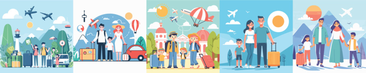 Fototapeta premium vector image of family traveling flat design simple and nice