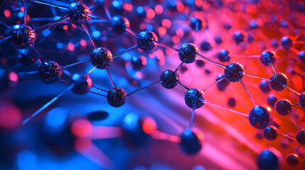 A close up of a bunch of small blue and red spheres