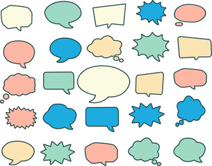 カラフルな吹き出しセット・手書き風デザイン・コミック風素材集  