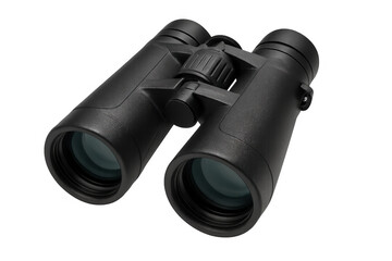 Black binoculars isolated on transparent background, ideal for birdwatching, hiking, or any outdoor activity requiring magnified viewing