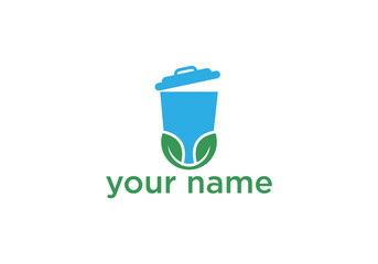 Eco Friendly Trash Can Icon with Leaf Design