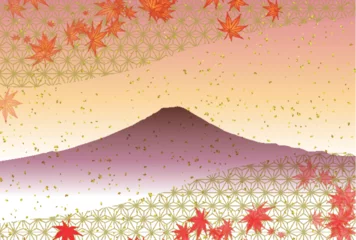 Fotobehang 富士山　紅葉　もみじ　秋　背景  © J BOY