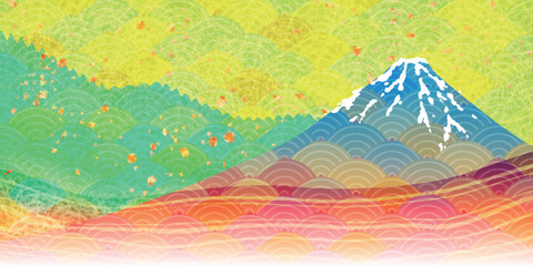 富士山　和柄　秋　背景	