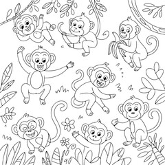 Fototapeta premium Set of monkeys