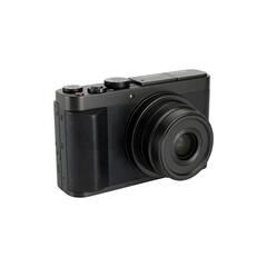 Black compact digital camera for photography or travel themes