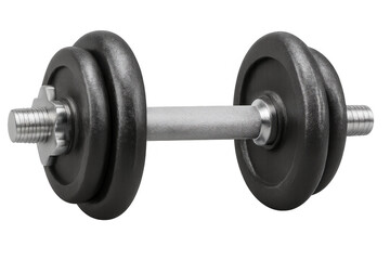 Naklejka premium Close-up of a dumbbell with weights, isolated on a transparent background, perfect for fitness and workout visuals