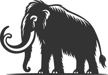 Big forest animal mammoth vector silhouette black drawing