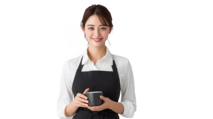 Friendly Cafe Barista with Coffee Cup