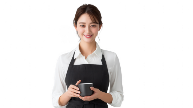 Friendly Cafe Barista with Coffee Cup - Powered by Adobe