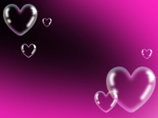 Pink black with bubbles heart shaped 