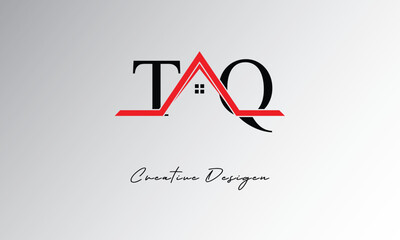 TQ Letter House Logo – Creative Real Estate Monogram Design with Roof Shape & Home Symbol for Architecture, Property & Modern Branding Identity