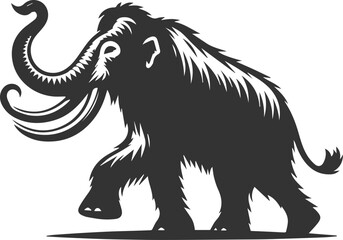 Big forest animal mammoth vector silhouette black drawing