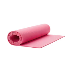 Obraz premium Rolled pink yoga mat used for stretching, workouts, or relaxation