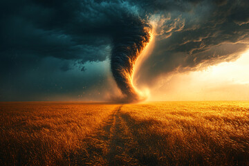 Tornado Dancer Across the Meadow, storm, thunderstorm, rain, weather, lightning, thunder, danger, sky, stormy, dark, light, nature.