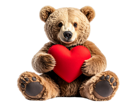 Cute Bear Holding Heart – Valentine’s Day PNG Clipart - Powered by Adobe