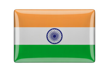 Glossy National Flag Badge - A High-Resolution Indian Flag Pin Design, Perfect for Patriotic Displays and Collections