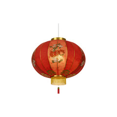 Obraz premium Hanging red Chinese lantern with gold tassels