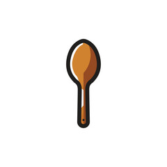 Wooden spoon flat icon.