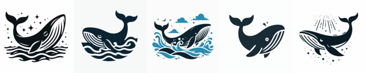 vector silhouette of whale