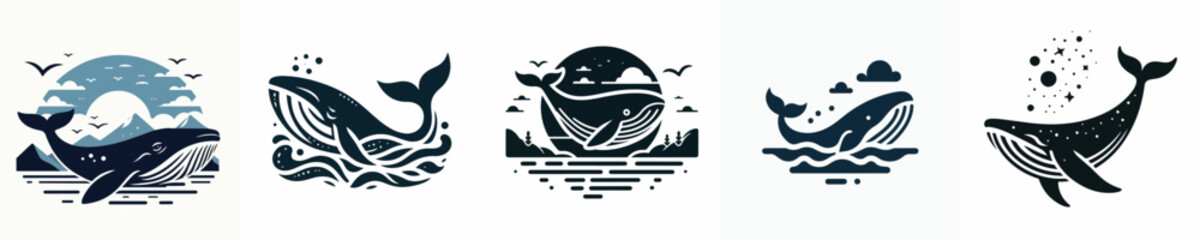 vector silhouette of whale