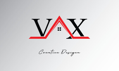 VX Letter House Logo – Creative Real Estate Monogram Design with Roof Shape & Home Symbol for Architecture, Property & Modern Branding Identity
