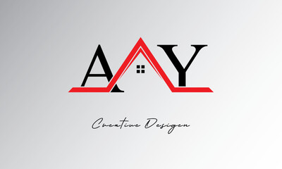AY Letter House Logo – Creative Real Estate Monogram Design with Roof Shape & Home Symbol for Architecture, Property & Modern Branding Identity
