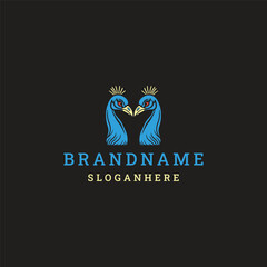 Two bird logo style icon design template vector illustration