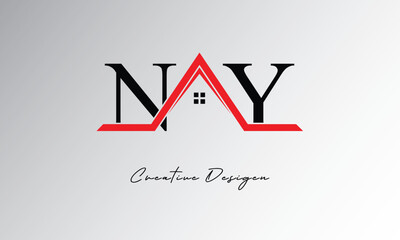 NY Letter House Logo – Creative Real Estate Monogram Design with Roof Shape & Home Symbol for Architecture, Property & Modern Branding Identity
