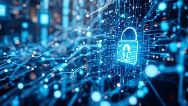 Connected Data Stream Is A Reflection Of Modern Technology Integration With High Security. 4k video