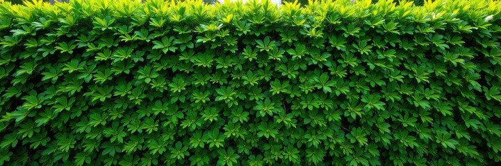 Lush green hedge neatly trimmed, creating a vibrant and natural border for a garden or property Ideal for landscaping and privacy Shows texture and healthy growth , nature, trimming, image