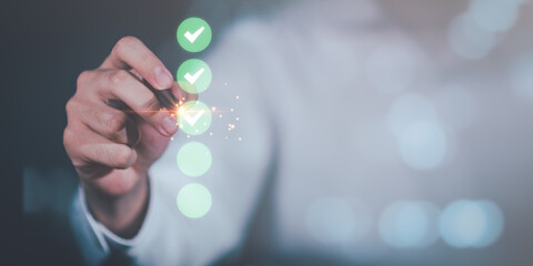 operator makes mark on survey topic ,Auditing and evaluating quality and efficiency of personnel...