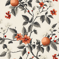 Seamless tile patterns combining cultural, modern, and botanical inspirations for commercial vector.