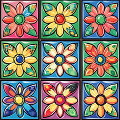 Seamless tile patterns combining cultural, modern, and botanical inspirations for commercial vector.