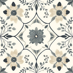 Seamless tile patterns combining cultural, modern, and botanical inspirations for commercial vector.
