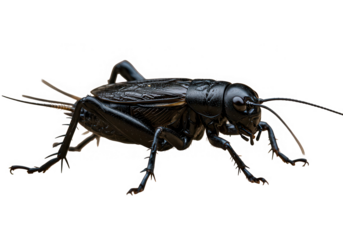 Close up of a cricket insect isolated on transparent background