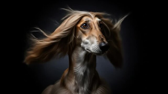 Afghan Hound's Flowing Mane: A Portrait of Elegance and Grace in Motion