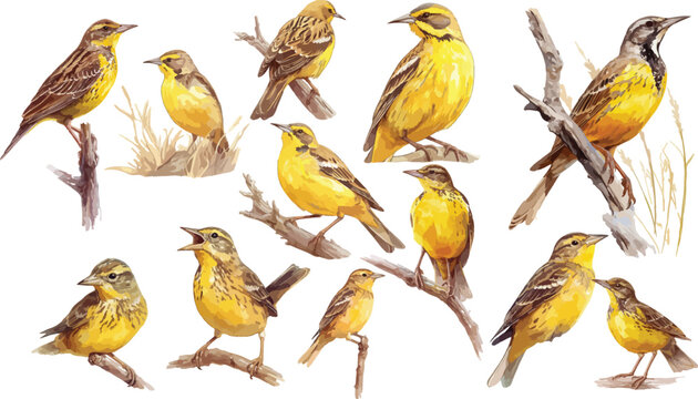 Meadowlark watercolor clipart | Meadowlark clipart for graphic resources