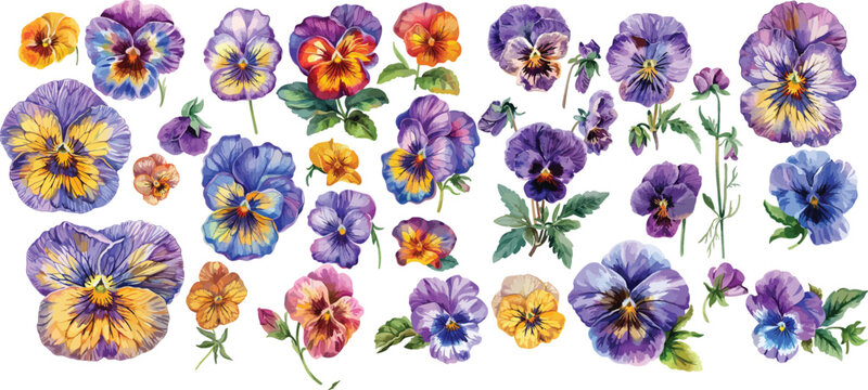pansy watercolor clipart | pansy clipart for graphic resources