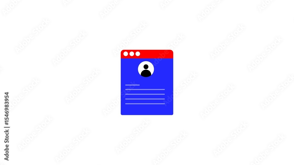 Poster clean and modern illustration of a user profile window with a minimalist style and flat design for d