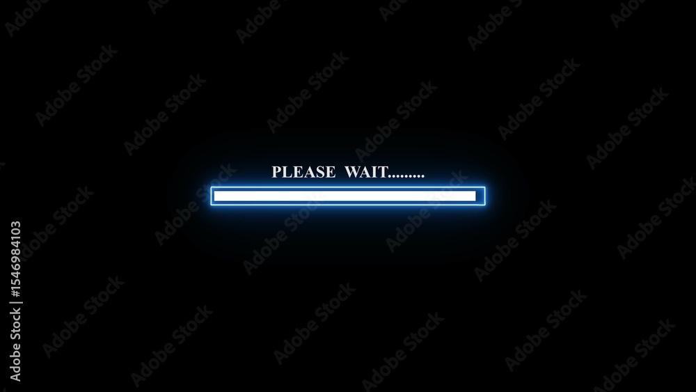 Poster animated blue neon loading bar with 