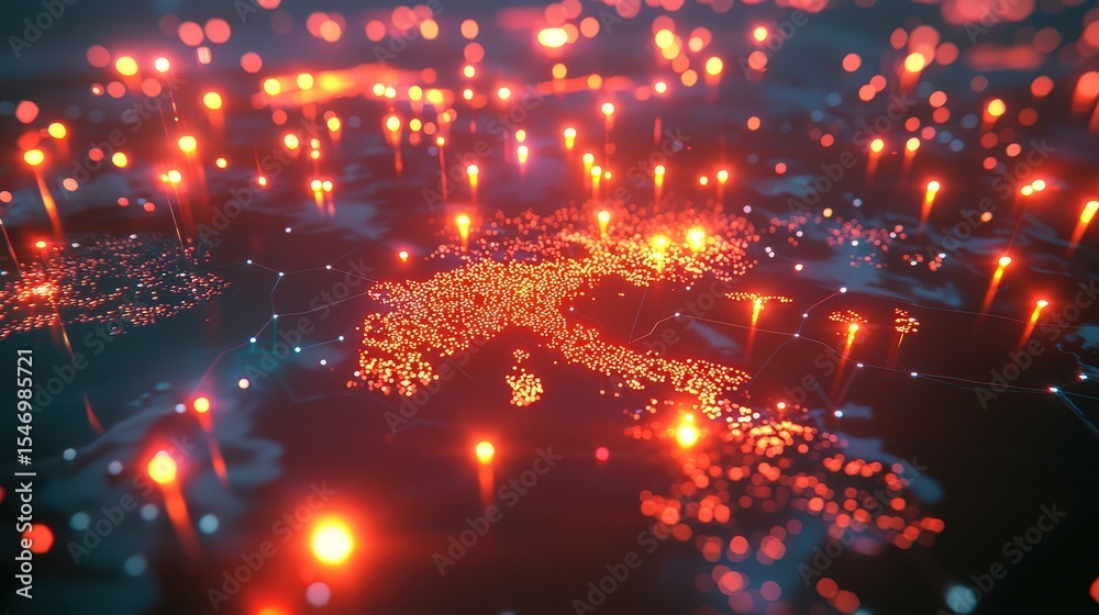 Aufkleber Global network visualization interactive map of europe data visualization digital environment aerial perspective technology insights