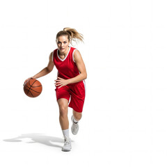 Female Basketball Player in Red Jersey