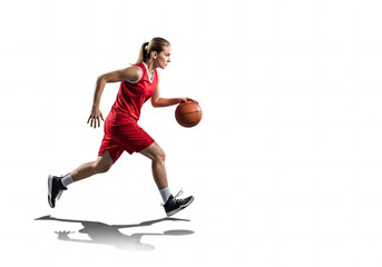 Female Basketball Player in Red Jersey