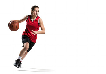 Female Basketball Player in Red Jersey