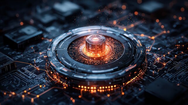 Futuristic data processing event digital realm abstract graphic design high-tech environment elevated perspective innovation concept - Powered by Adobe