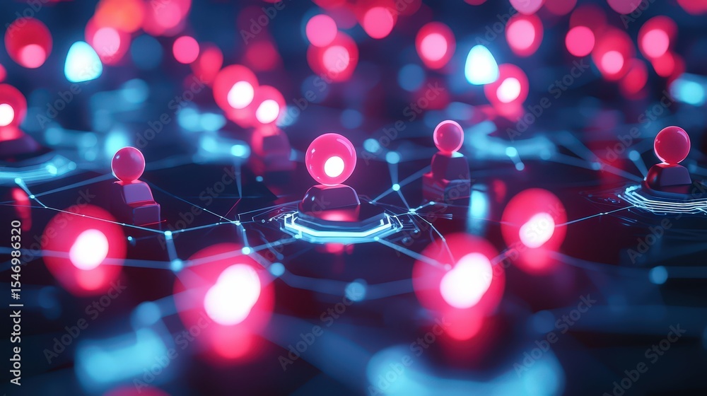 Poster Exploring digital connectivity through networks and nodes in a futuristic environment